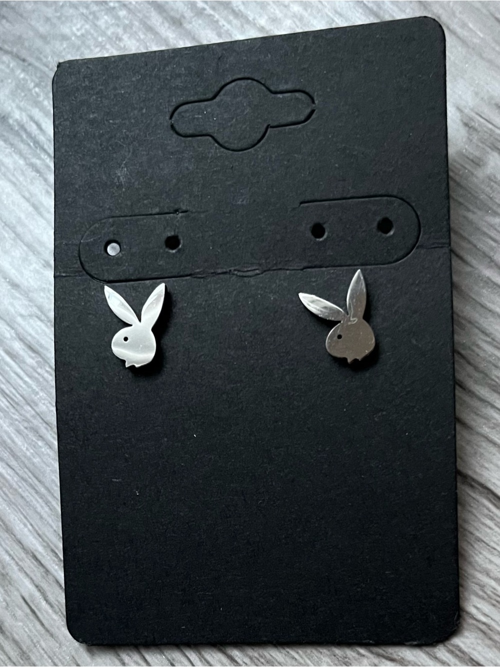 PLAYBOY Silver Bunny Logo Stud Earrings